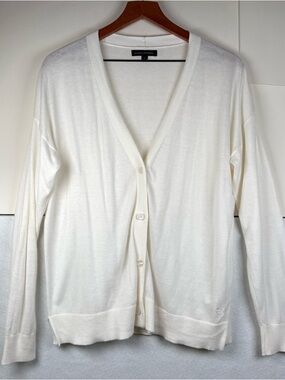 Banana Republic Ivory Long Sleeve V-Neck Button-Up Cardigan Sweater Womens Large